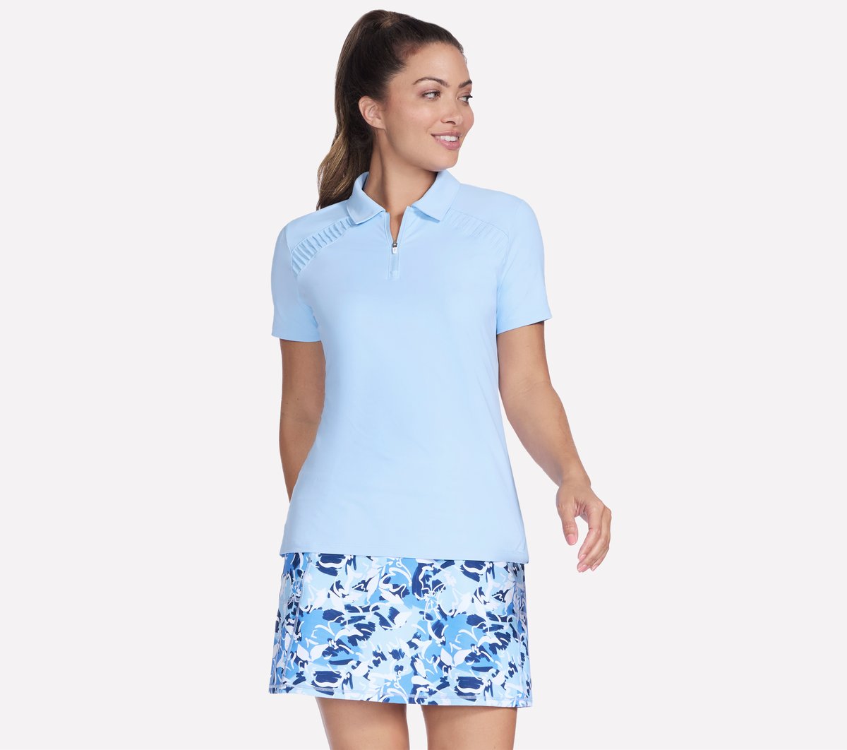 GO GOLF Short Sleeve Birdie Zip Front Polo | Skechers for sale