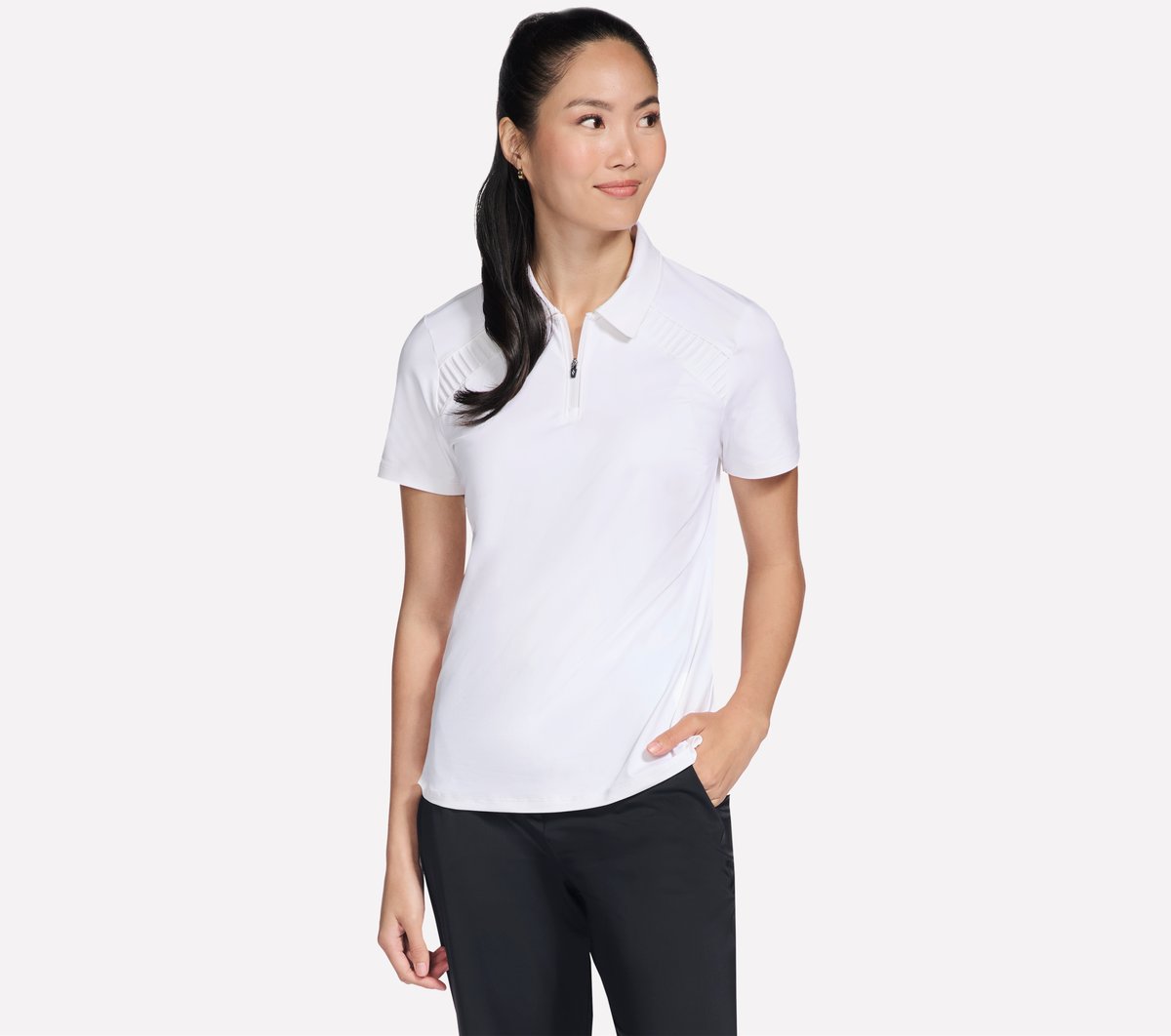 GO GOLF Short Sleeve Birdie Zip Front Polo | Skechers for sale
