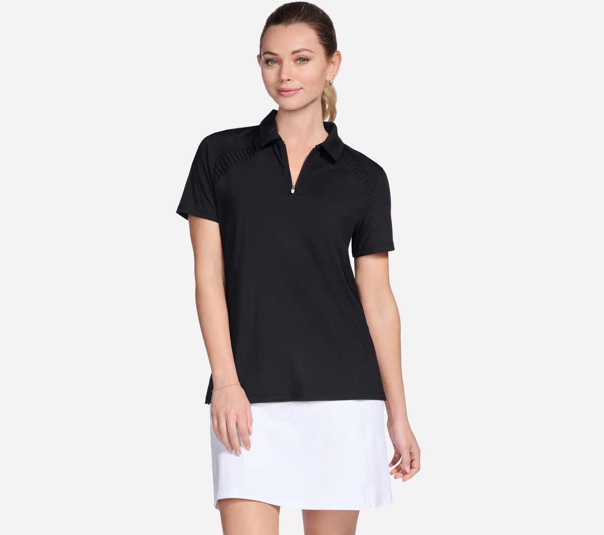GO GOLF Short Sleeve Birdie Zip Front Polo | Skechers for sale