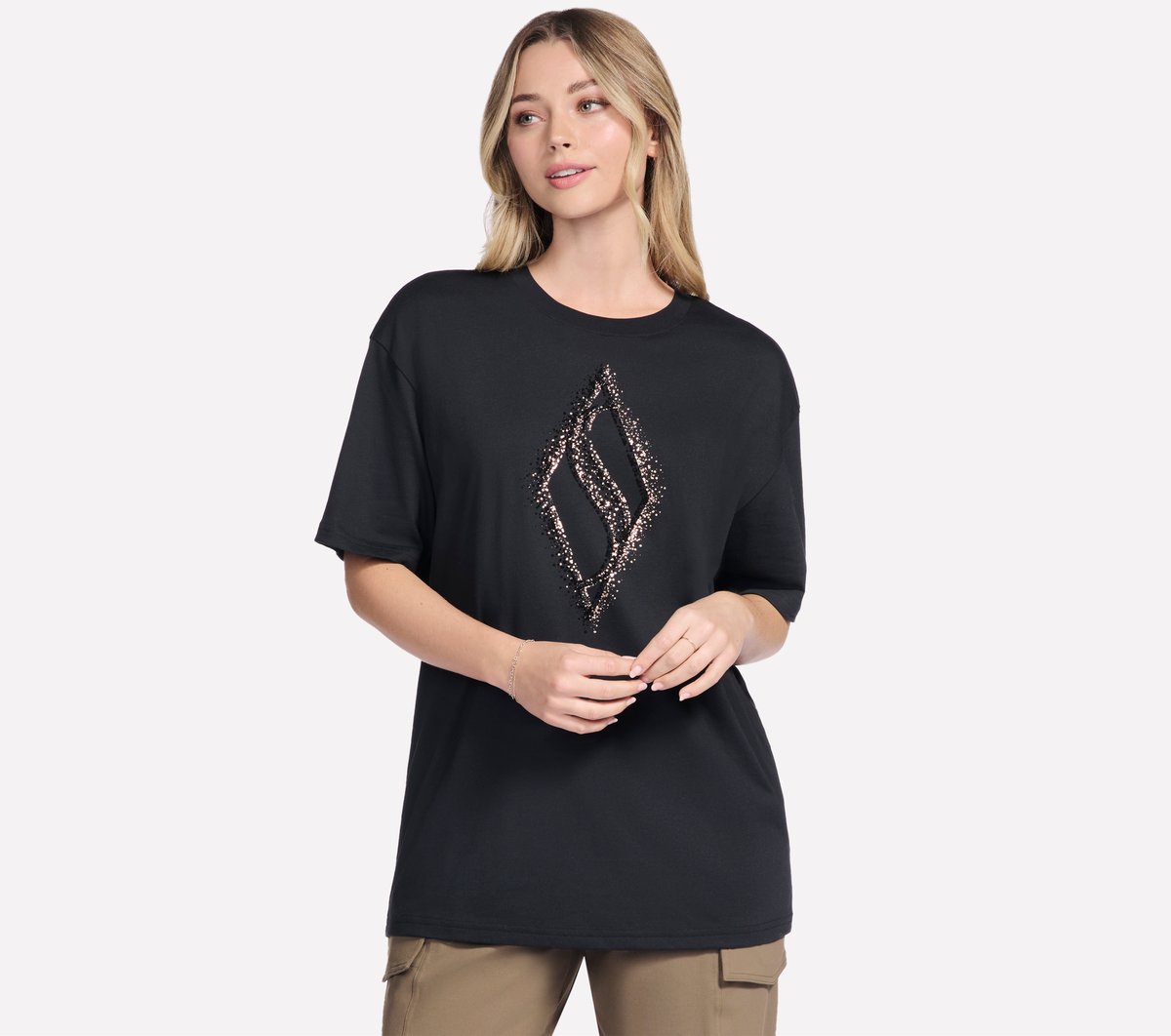 Gold Splatter Diamond Short Sleeve Tee | Skechers on sale