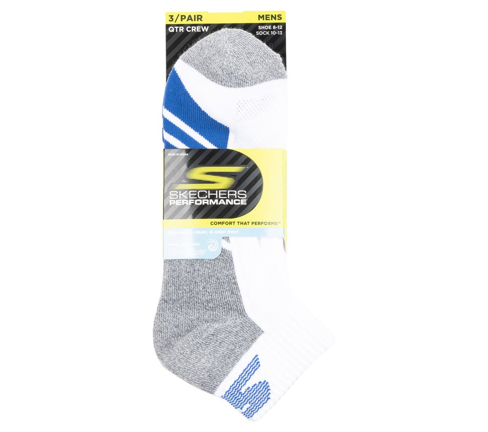 3 Pack Men's Half Terry Quarter Crew Socks | Skechers outlet