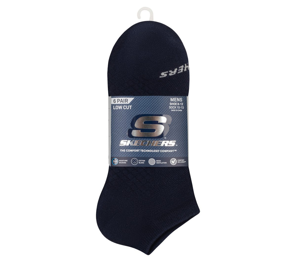 6 Pack Men's Low Cut Texture Knit Socks | Skechers discount