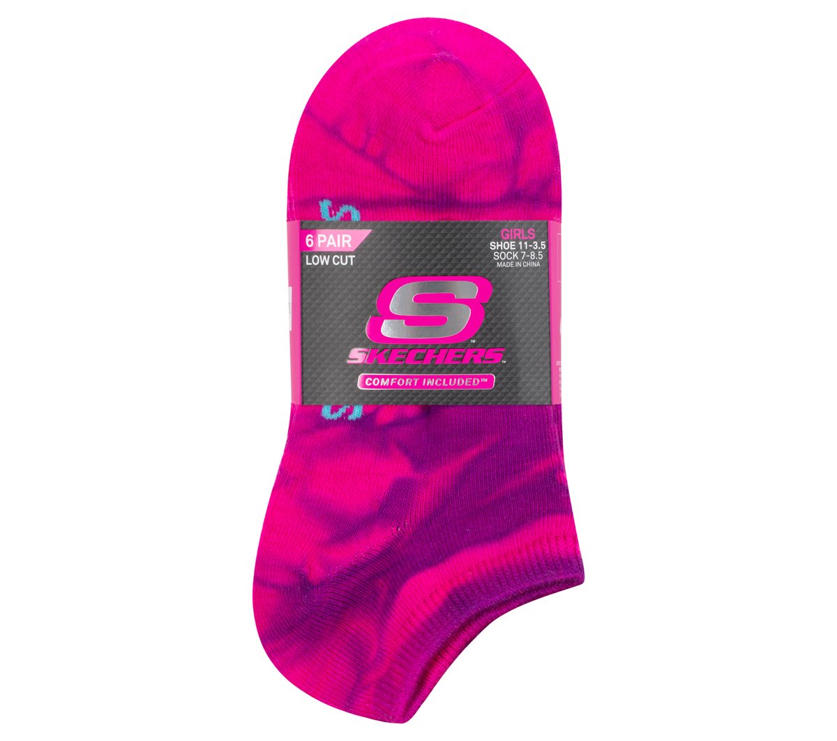 6 Pack Girls' Tie Dye Fashion Socks | Skechers on sale